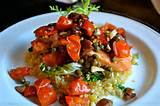 Roasted Salmon with Puttanesca Sauce Over Quinoa