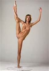 Tall Thin Nude Ballerina Standing Splits