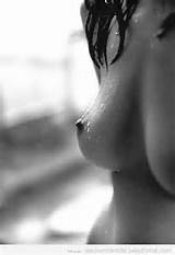 black and white , erect nipples , nude, wet , perfect breasts, sexy